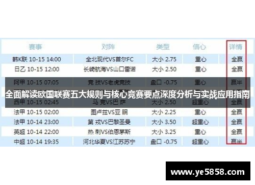 全面解读欧国联赛五大规则与核心竞赛要点深度分析与实战应用指南